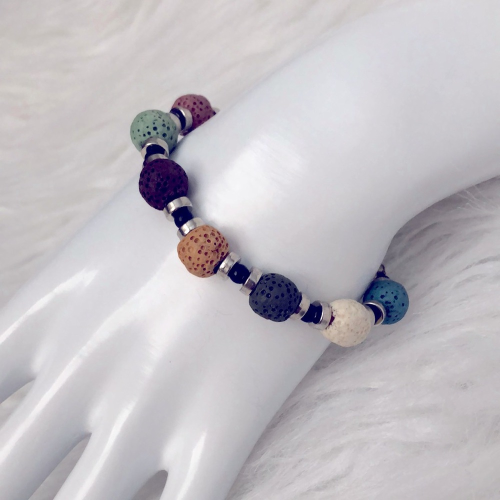 Volcanic Lava rock multicolored bracelet